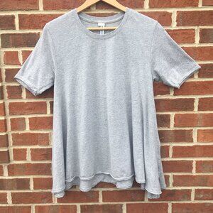 Embellish Tee Womens Medium Gray Raw Hem Flowy Athleisure